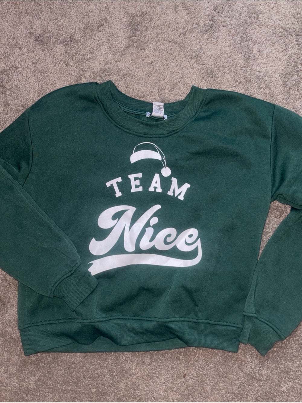 Kids Green 'Team Nice' Graphic Crewneck Sweatshirt